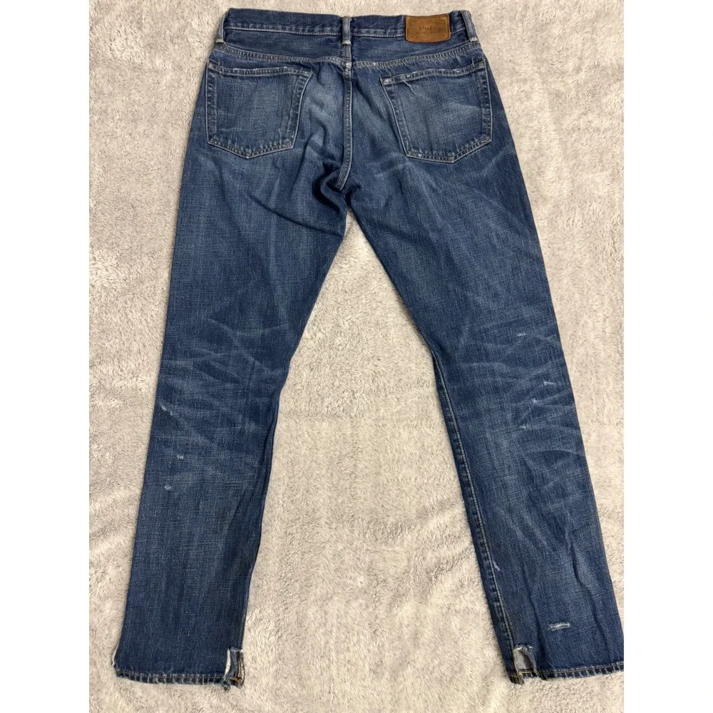 Polo Ralph Lauren Sullivan Slim Mens 32x32 Distressed Straight Leg Jeans Patch